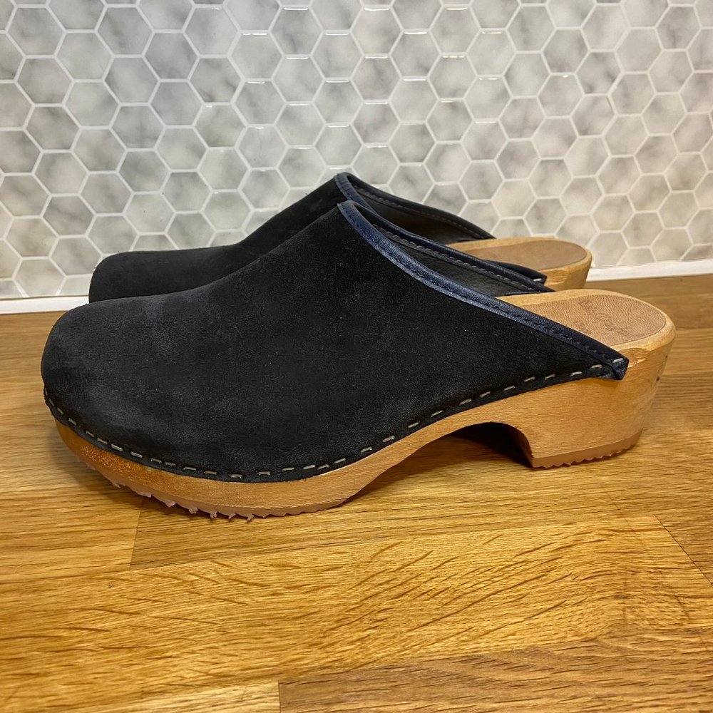 Vintage Olof Daughters Black Suede Swedish Clog | Size 41 Wide